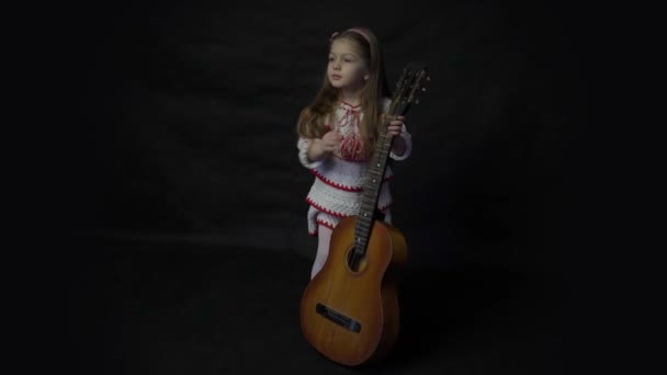 Girl Guitar Her Hands — Stockvideo