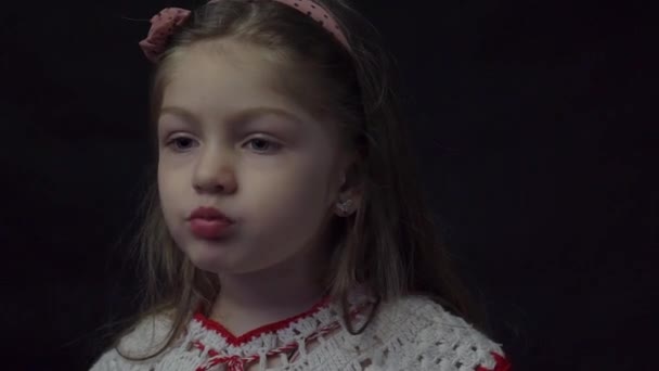 Little Girl Eating Apple Useful Products Children Healthy — Vídeos de Stock