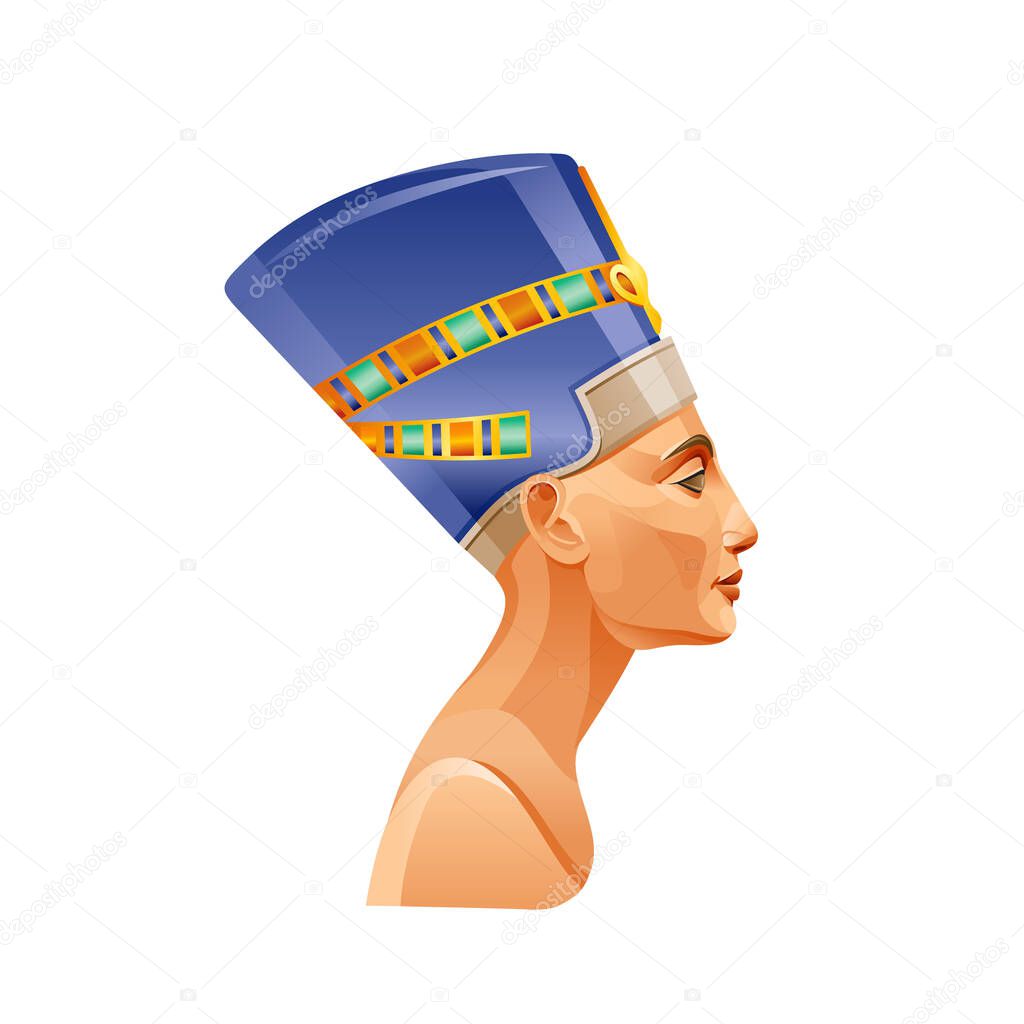 Vettoriale stockRegina Egiziana Nefertiti Cleopatra Testa Moglie