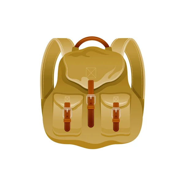 Vintage Backpack Icon Travel Bag Design Cartoon Vector Illustration Camp — Stock Vector