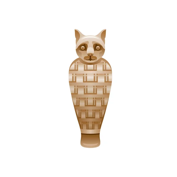 Egyptische Kat Mummie Bastet Godin Hiernamaals Symbool Dode Kat Standbeeld — Stockvector