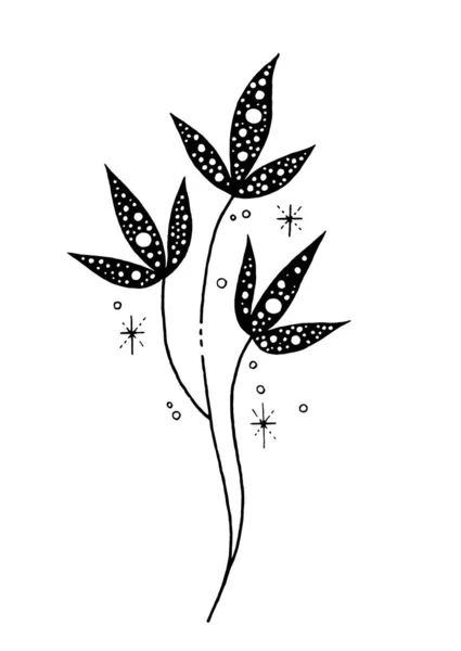 Flor Vector Tatuaje Línea Floral Boho Mágico Ilustración Geométrica Dibujada — Vector de stock