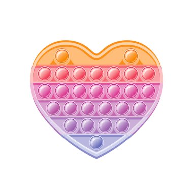 Fidget oyuncak seti. Popit duyusal vektör oyuncağı. Gökkuşağı Meydanı popülerliği. Gerçekçi anti-stres oyuncağı. Pastel yumuşak baloncuk kıpır kıpır. Pembe menekşe kalp popit simgesi