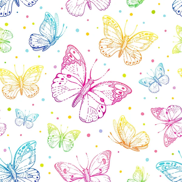 Butterfly Pattern Vector Seamless Background Abstract Colour Fabric Design Cute — Stock Vector