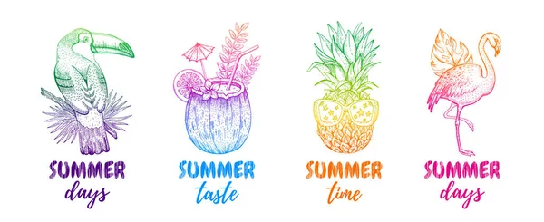 Summer Abstract Vector Tropic Summer Poster Background Music Memphis Design — Stock Vector