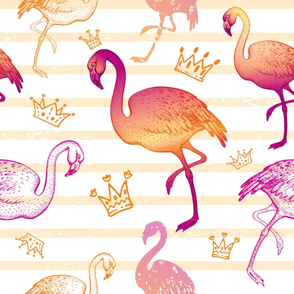 Flamingo Naadloos Patroon Handgetekende Doodle Textuur Textielprint Voor Kleding Handgemaakte — Stockvector
