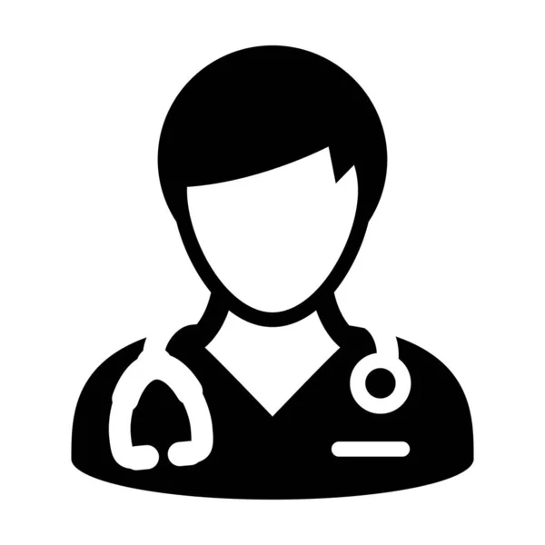 Lekarz Ikona Wektor Mężczyzna Osoba Profil Awatar Stetoskopem Konsultacji Lekarskich — Wektor stockowy
