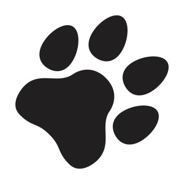 Pençe baskısı ikon vektörü kedi ve köpek ayak izi sembolü bir kabartma resimde siyah izole edilmiş.