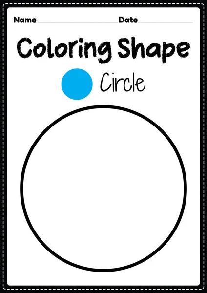 Circle Coloring Page Preschool Kindergarten Montessori Kids Praticare Attività Disegno — Vettoriale Stock