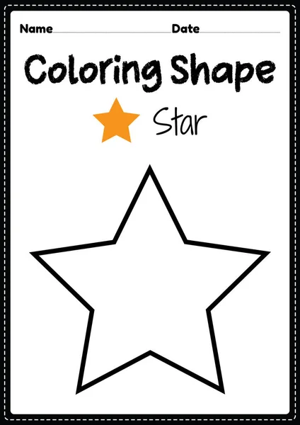 Star Coloring Page Preschool Kindergarten Montessori Kids Praticare Arte Visiva — Vettoriale Stock