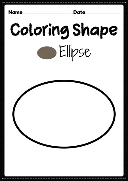 Ellipse Coloring Page Preschool Kindergarten Montessori Kids Praticare Arte Visiva — Vettoriale Stock