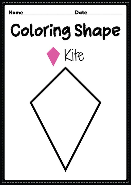 Kite Coloring Page Preschool Kindergarten Montessori Kids Praticare Arte Visiva — Vettoriale Stock