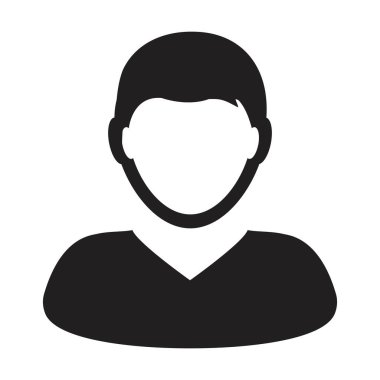 Personel ikonu vektörü erkek kullanıcı profil avatar sembolü düz renk glifli resim çizimi