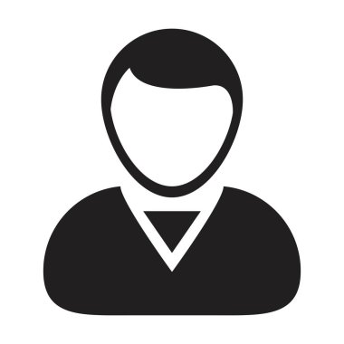 İşçi ikonu vektörü erkek kullanıcı profil avatar sembolü düz renk glyph pictogram işaret illüstrasyonu