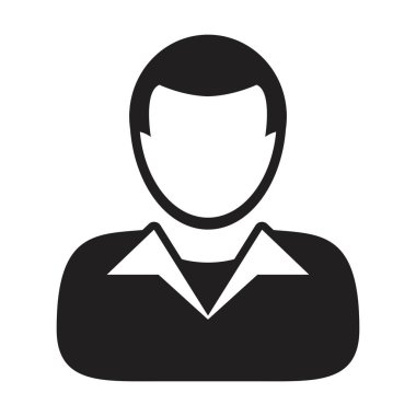 İşveren ikonu vektörü erkek kullanıcı profili avatar sembolü düz renk glifli resim çizimi