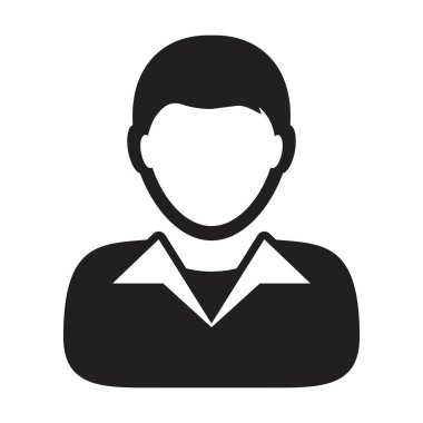 İdari simge vektörü erkek kullanıcı profil avatar sembolü düz renk glyph pictogram işaret illüstrasyonu