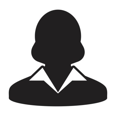 Kişi ikonu vektörü kadın kullanıcı profili avatar simgesi düz renk glifli pictogram işaret illüstrasyonu