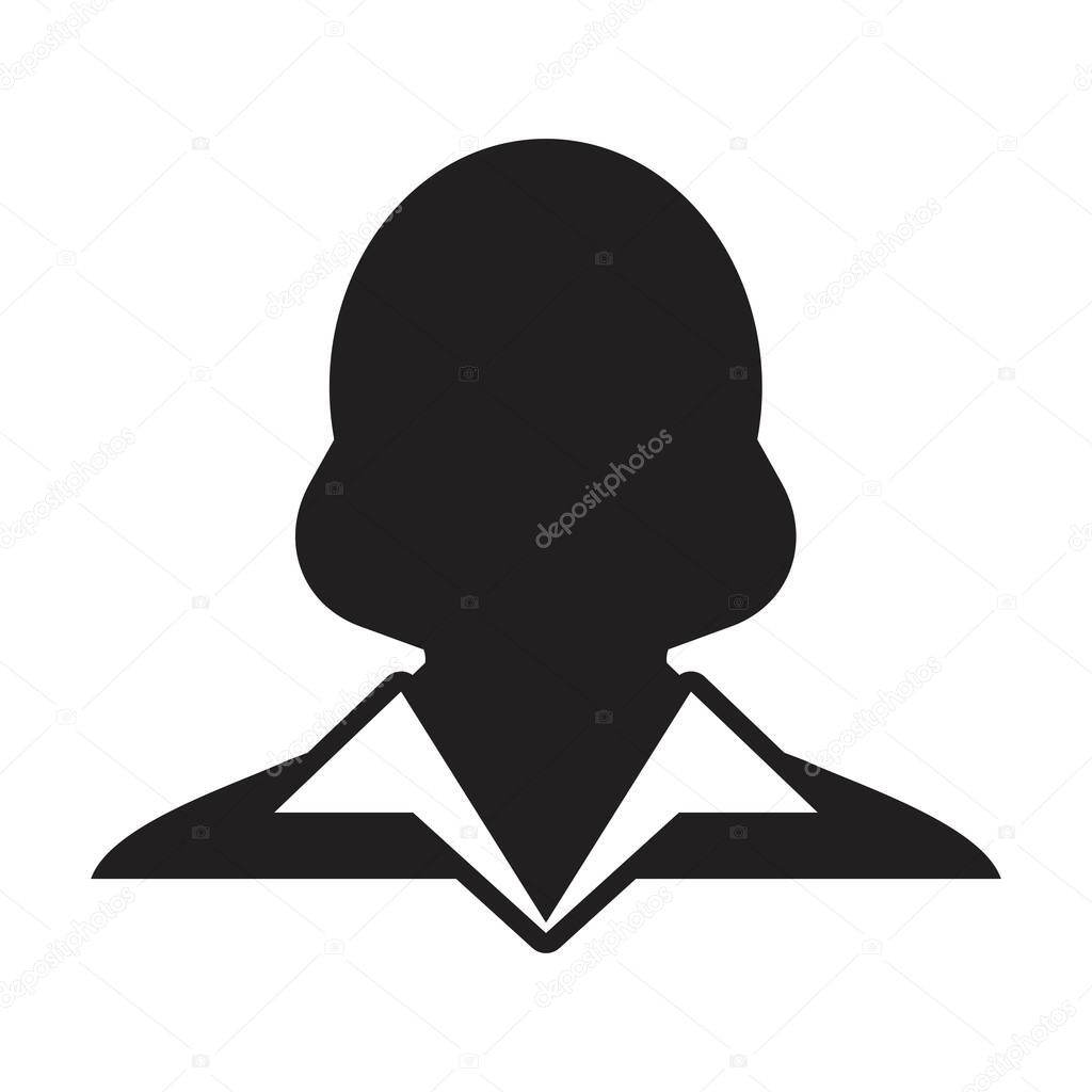 Female icon vector user person profile avatar symbol for business in a flat color glyph pictogram sign illustration
