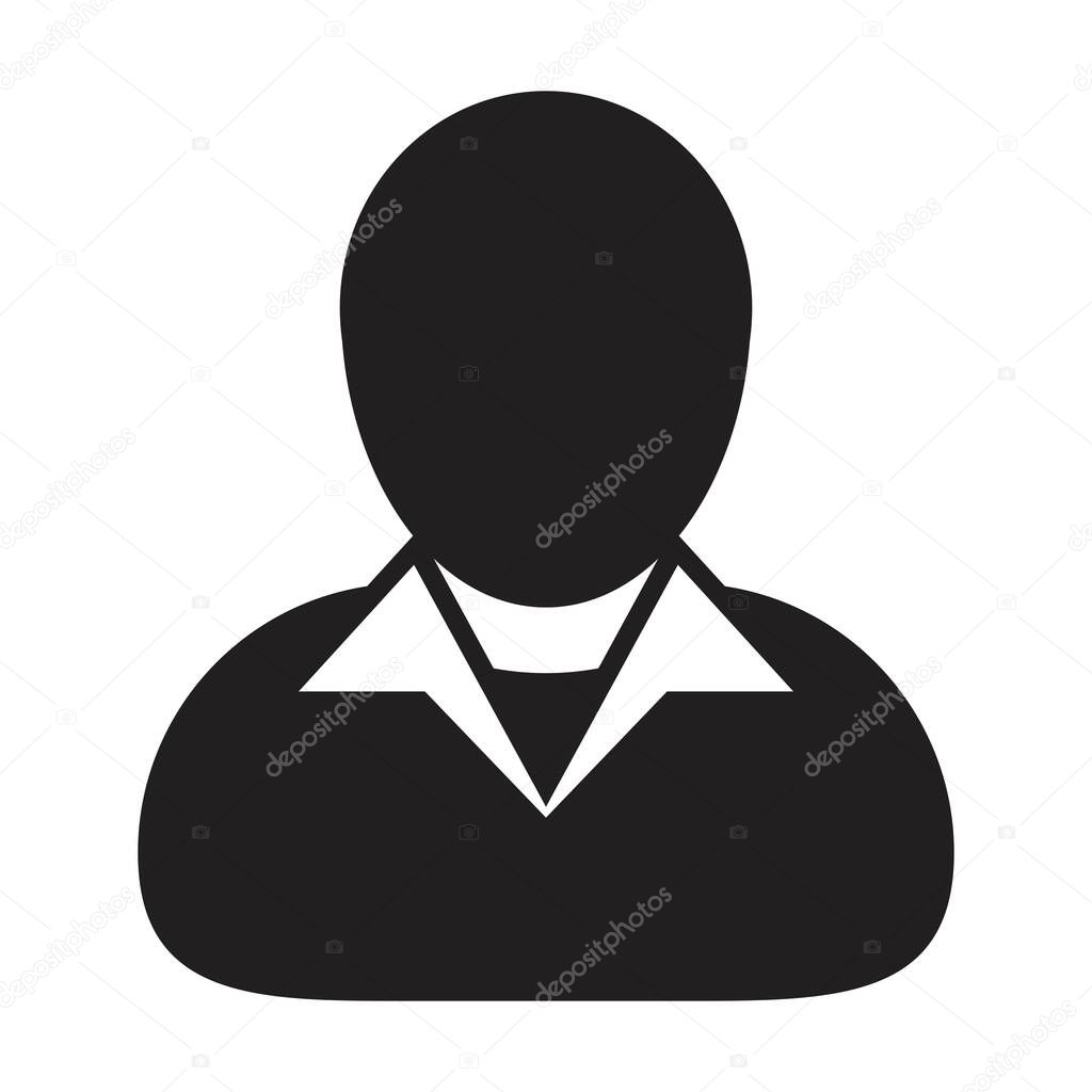 Teacher icon vector male user person profile avatar symbol for education in a flat color glyph pictogram sign illustration