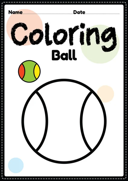 Folha Trabalho Pintura Página Coloração Bola Para Crianças Pré Escolares — Fotografia de Stock