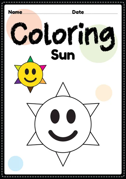 Folha Trabalho Imagem Página Coloração Sol Para Crianças Pré Escola — Fotografia de Stock