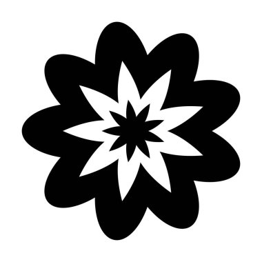 Doğa, ekoloji ve çevre için çiçek sembolü vektörü düz renk kabartma çizimi