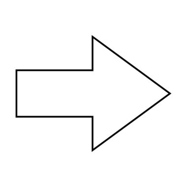 Arrow şekli vektör ana hatları çizimi yaratıcı grafik tasarımı için bir pictogram illüstrasyonunda ui ögesi