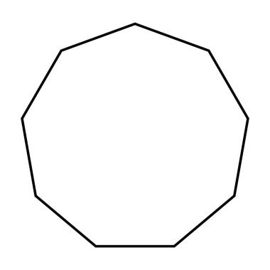 Pictogram çiziminde yaratıcı grafik tasarımı için Nonagon şekil sembolü vektör anahat vuruşu