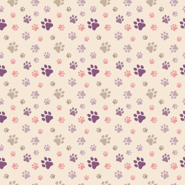 Köpek ve Kedi pençesi desensiz vektör, dijital ve yazılı materyaller için soyut hayvan ayak izi arkaplanı, doku ve duvar kağıdı çizimi.