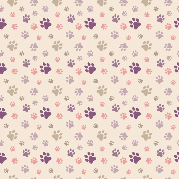 Dog Cat Paw Seamless Pattern Vector Doodle Abstract Animal Footprint — Vector de stock