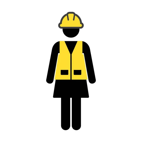 Icono Del Empleado Vector Mujer Trabajador Construcción Persona Perfil Avatar — Vector de stock