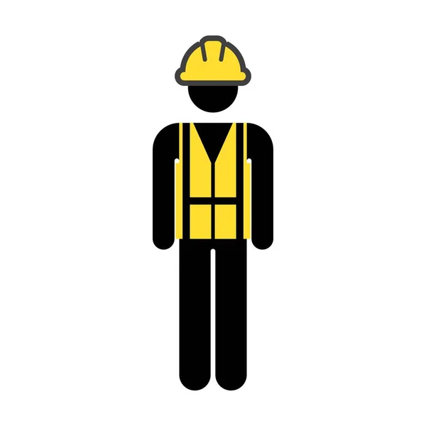 Ouvrier Icône Vecteur Mâle Construction Service Personne Profil Avatar Avec — Image vectorielle