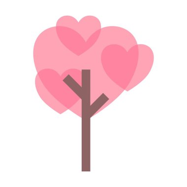 Tree icon vector heart geometric symbol for nature, ecology and environment in a flat color illustration