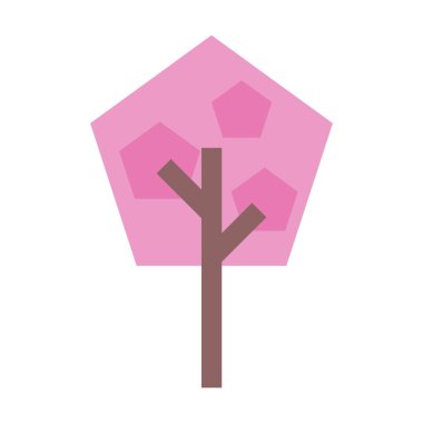 Tree icon vector pentagon geometric symbol for nature, ecology and environment in a flat color illustratio