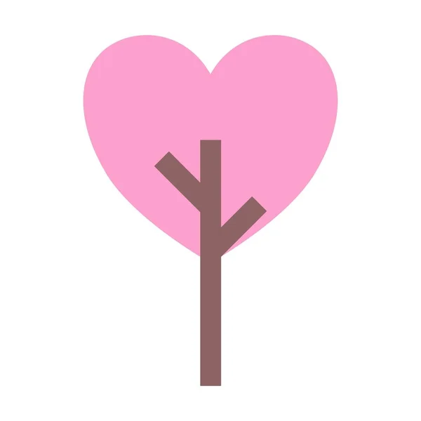 Tree Icon Vector Heart Geometric Symbol Nature Ecology Environment Flat — Vetor de Stock