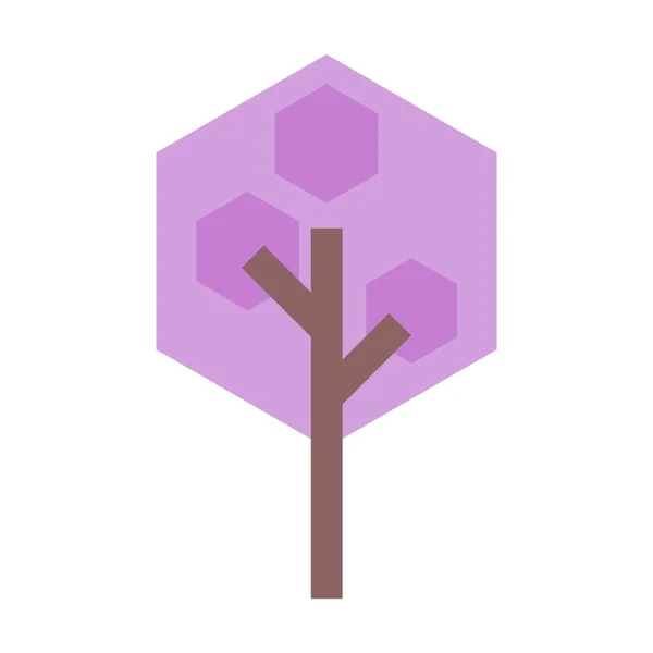 Tree Icon Vector Hexagon Geometric Symbol Nature Ecology Environment Flat — Vettoriale Stock