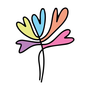 Heart plant icon abstract hand drawn flower line art symbol for nature, love, ecology and environment in a flat color glyph illustration
