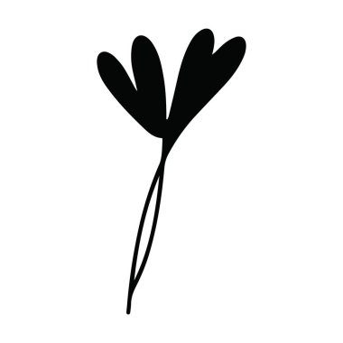 Heart plant icon abstract hand drawn flower line art symbol for nature, love, ecology and environment in a flat color glyph illustration