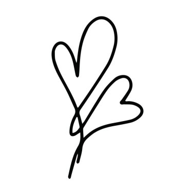 Heart plant icon abstract hand drawn flower line art symbol for nature, love, ecology and environment in a flat color glyph illustration