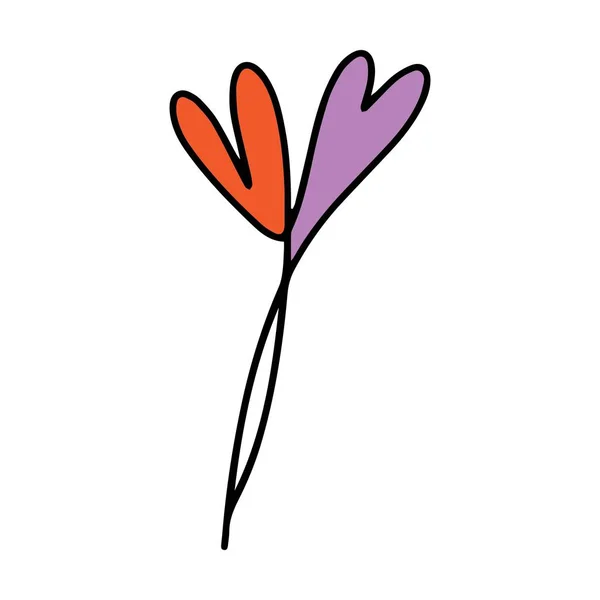 Heart Plant Icon Abstract Hand Drawn Flower Line Art Symbol — Archivo Imágenes Vectoriales