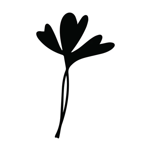 Καρδιά Φυτό Εικονίδιο Αφηρημένο Χέρι Ζωγραφισμένα Λουλούδι Γραμμή Τέχνης Σύμβολο — Διανυσματικό Αρχείο