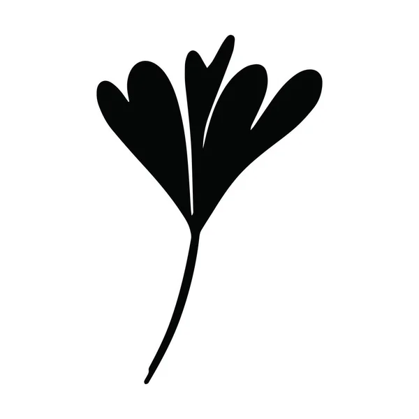 Heart Plant Icon Abstract Hand Drawn Flower Line Art Symbol — Vetor de Stock
