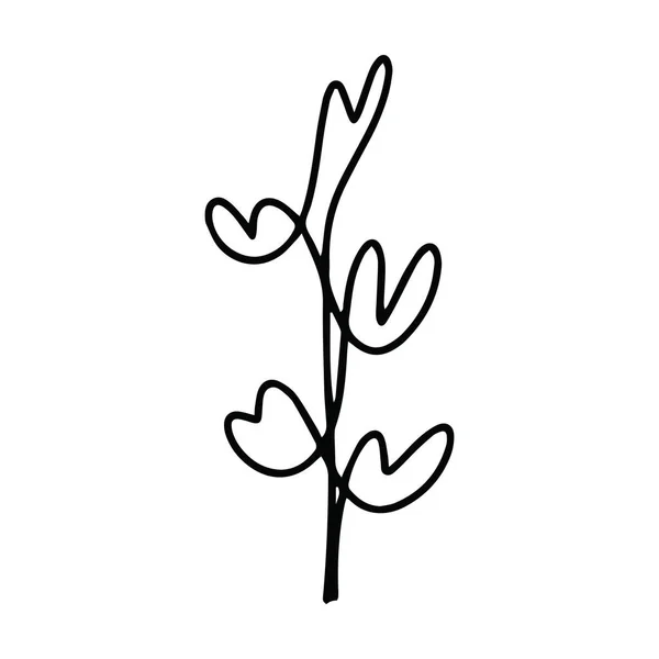 Значок Рослини Серця Абстрактна Рука Намальована Квіткова Лінія Символ Мистецтва — стоковий вектор