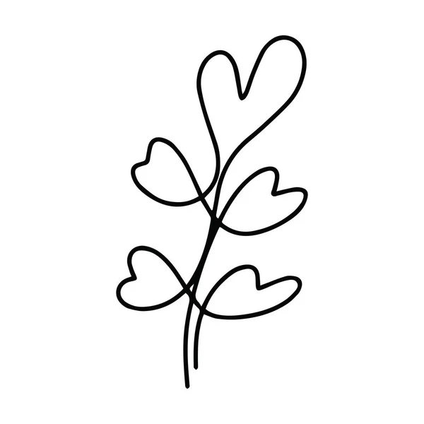 Heart Plant Icon Abstract Hand Drawn Flower Line Art Symbol — Wektor stockowy