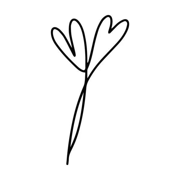 Καρδιά Φυτό Εικονίδιο Αφηρημένο Χέρι Ζωγραφισμένα Λουλούδι Γραμμή Τέχνης Σύμβολο — Διανυσματικό Αρχείο