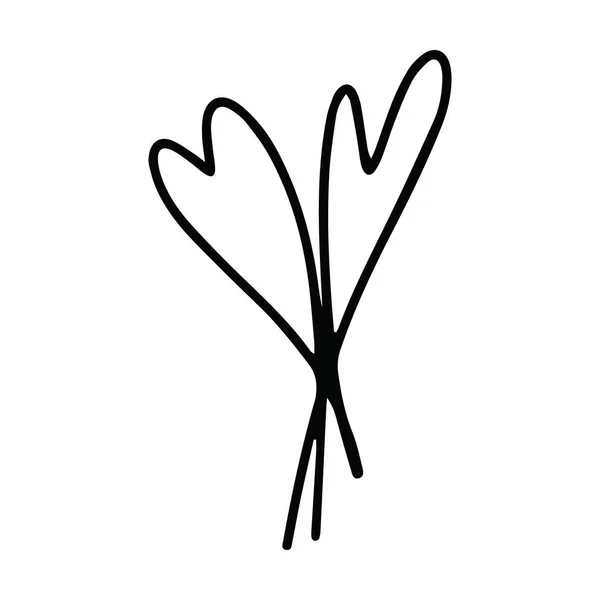 Heart Plant Icon Abstract Hand Drawn Flower Line Art Symbol — ストックベクタ