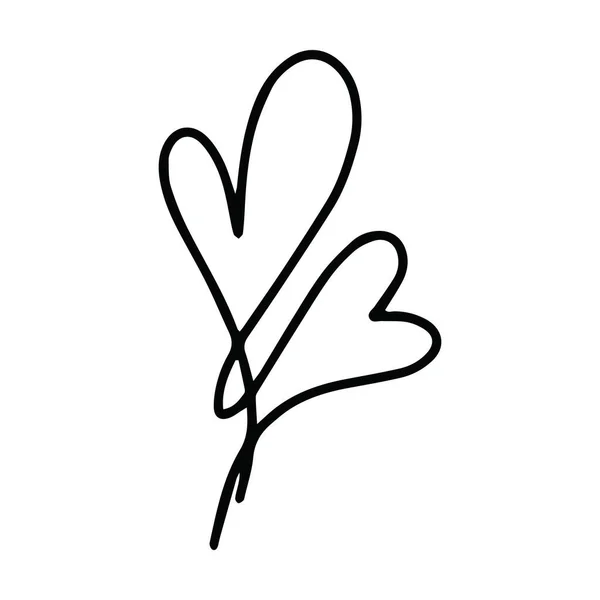 Heart Plant Icon Abstract Hand Drawn Flower Line Art Symbol — ストックベクタ