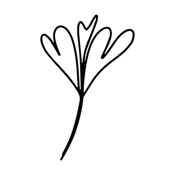 Heart Plant Icon Abstract Hand Drawn Flower Line Art Symbol — Vetor de Stock