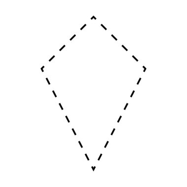 Kite symbol dashed shape vector icon for creative graphic design ui element in a pictogram illustration