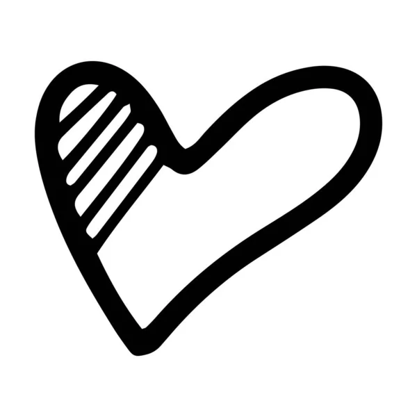 Hand Drawn Heart Symbol Love Icon Romantic Trendy Doodle Art — Stok Vektör